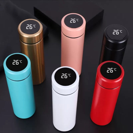 LED Temperature Display Bottle, Stainless Steel Intellective Thermos with Double Bottom, Smart Vacuum Insulated Water Bottle
